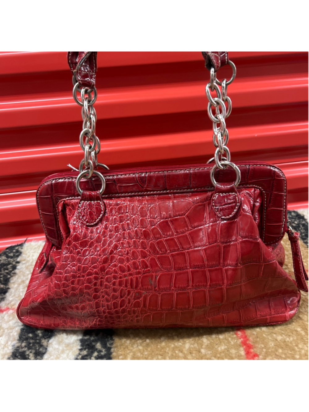 Women's XOXO Red Croc Embossed Satchel One Size - Picture 3 of 8